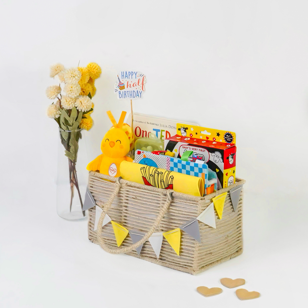 Play · Learn · Grow – Half Birthday Gift Basket (6+ Months | Gender Neutral)